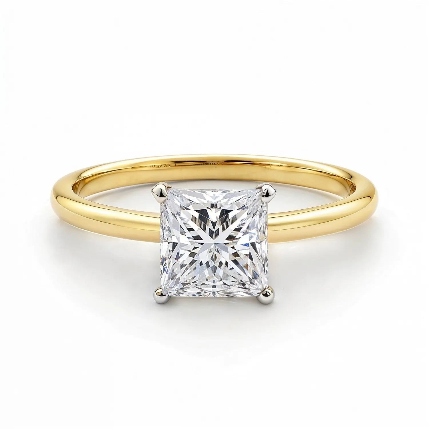 1.5 Carat Princess Lab Grown Diamond Solitaire Ring in 14K Yellow Gold