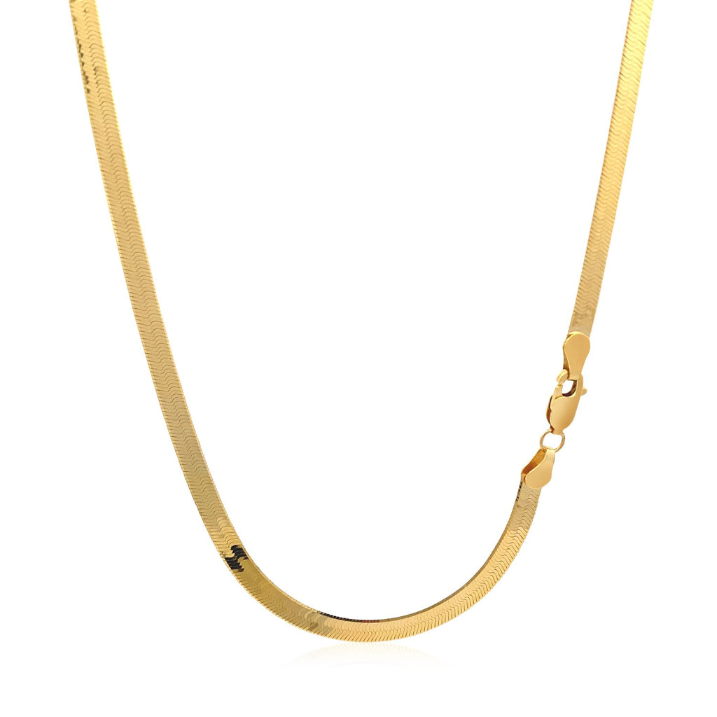 Herringbone chain in 14K yellow gold with the clasp at the side