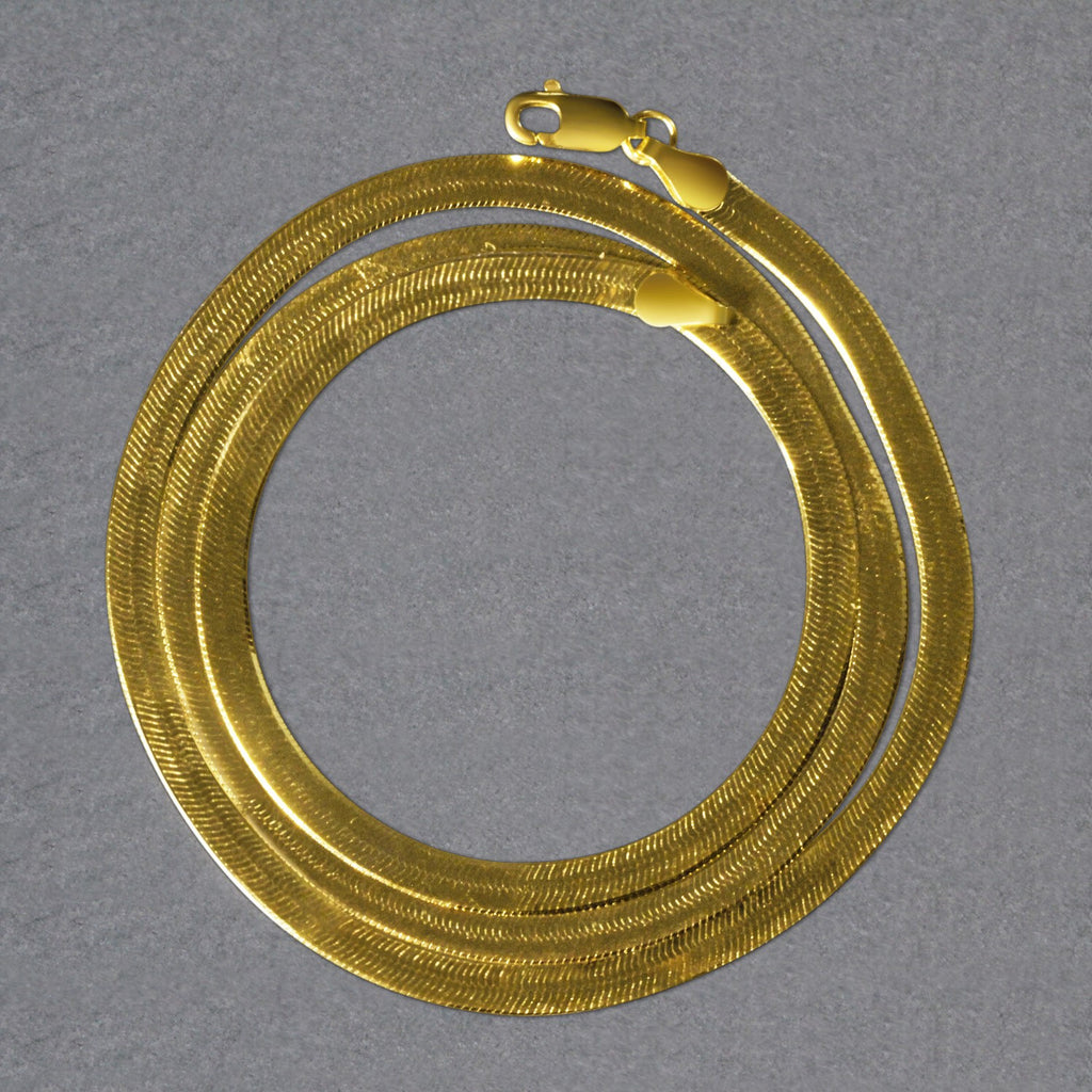 14K yellow gold herringbone chain, 3.80mm, coiled