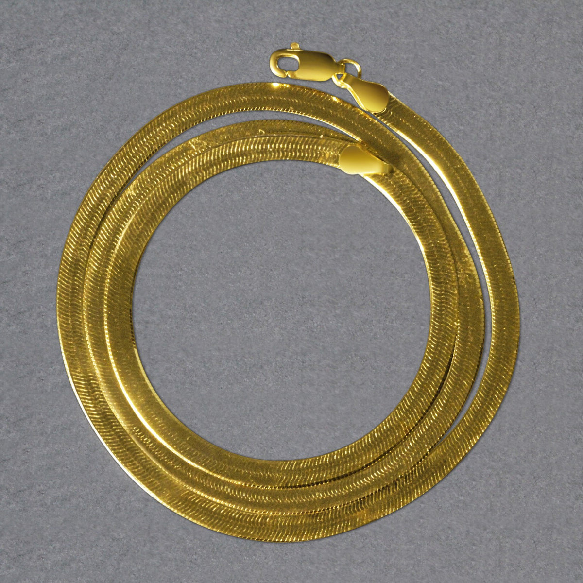 14K yellow gold herringbone chain, 3.80mm, coiled
