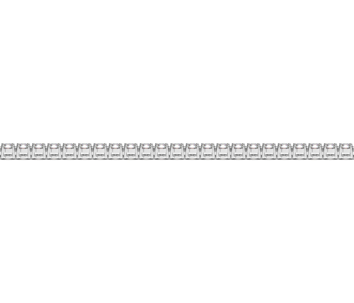 Flat strand of a 2 carat lab grown diamond tennis bracelet in 14K white gold