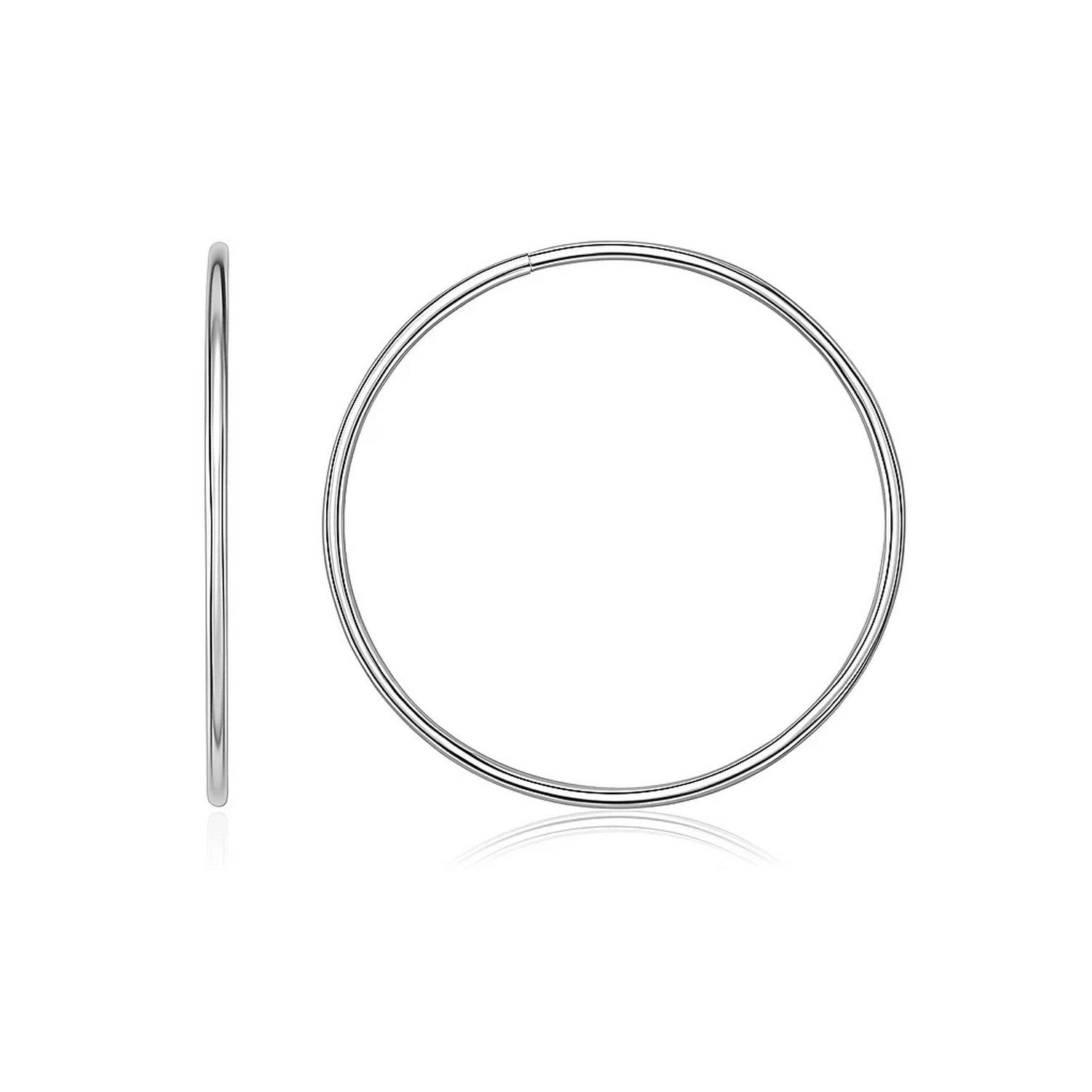 Endless Hoop Earrings in 14K White Gold, 1.2x30mm