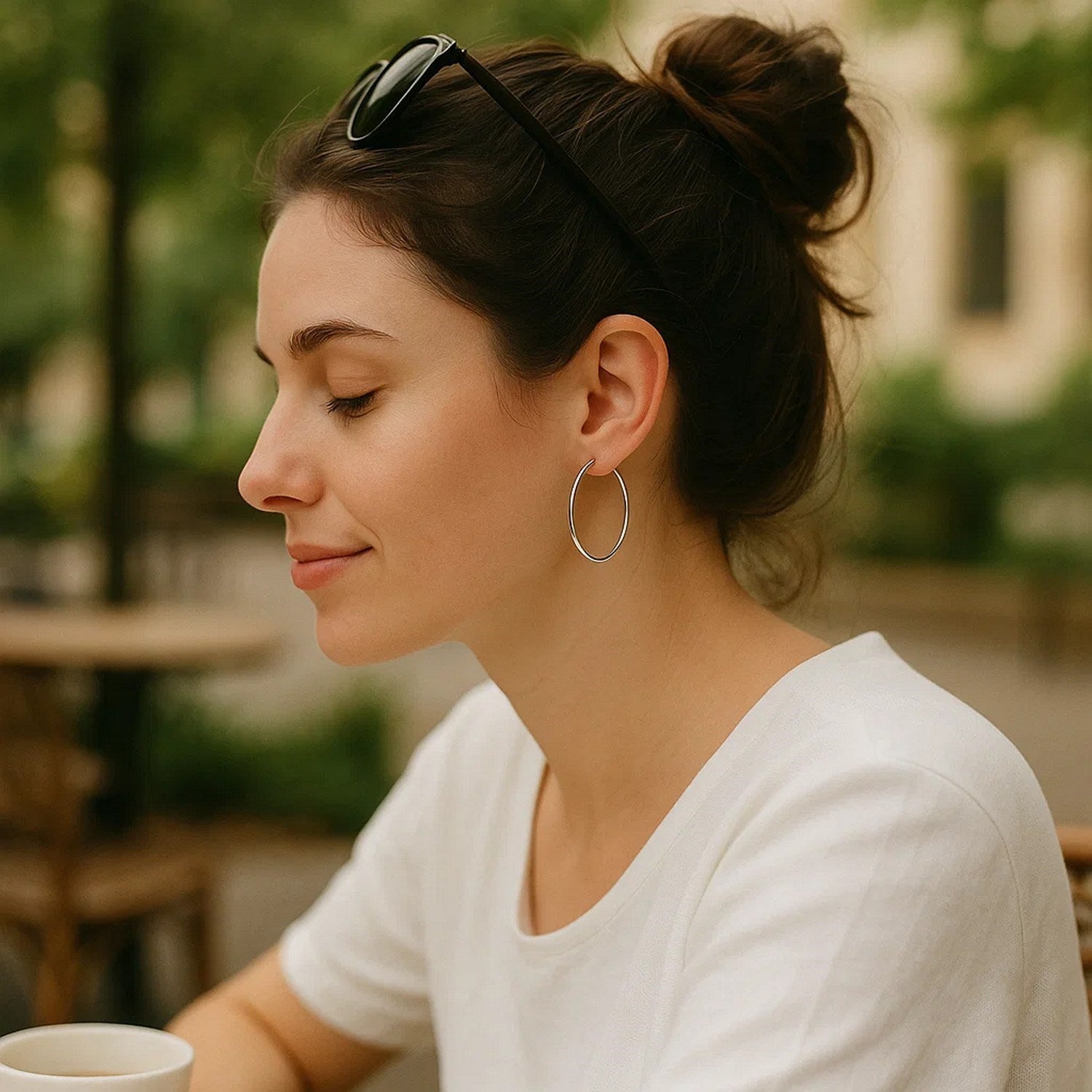 Endless Hoop Earrings in 14K White Gold, 1.2x30mm
