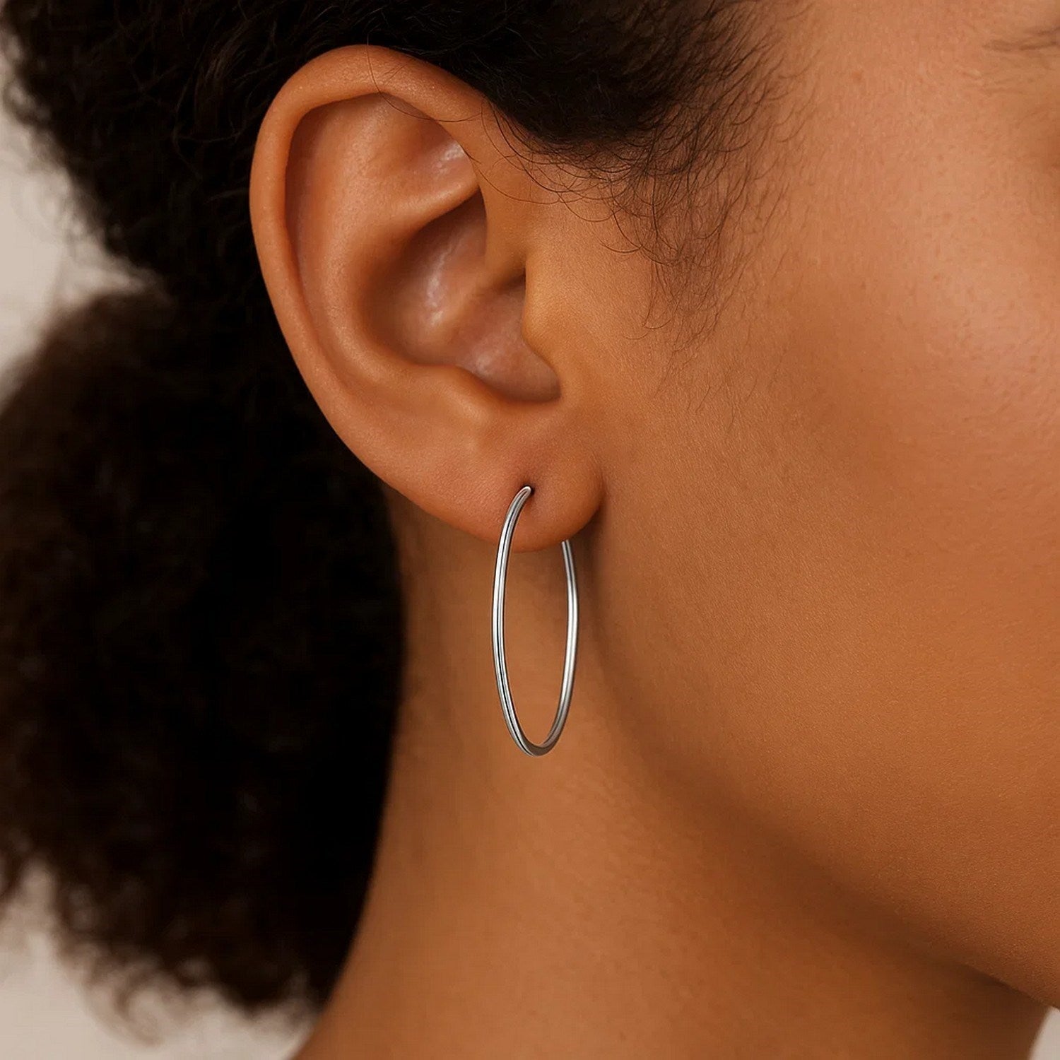Endless Hoop Earrings in 14K White Gold, 1.2x30mm