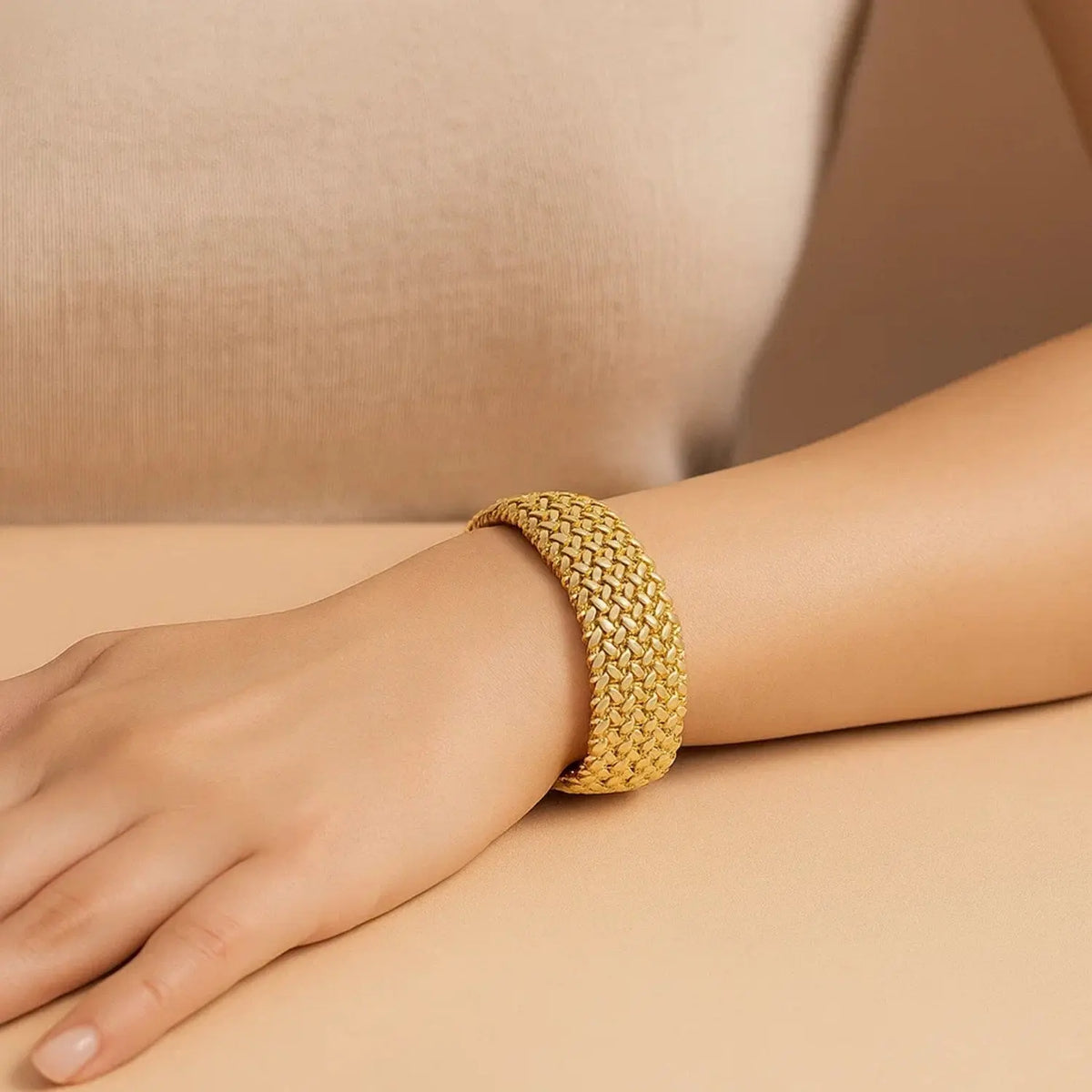 High Polish Thick Braided Bracelet in 14K Yellow Gold  Woven Bracelets DEEVE