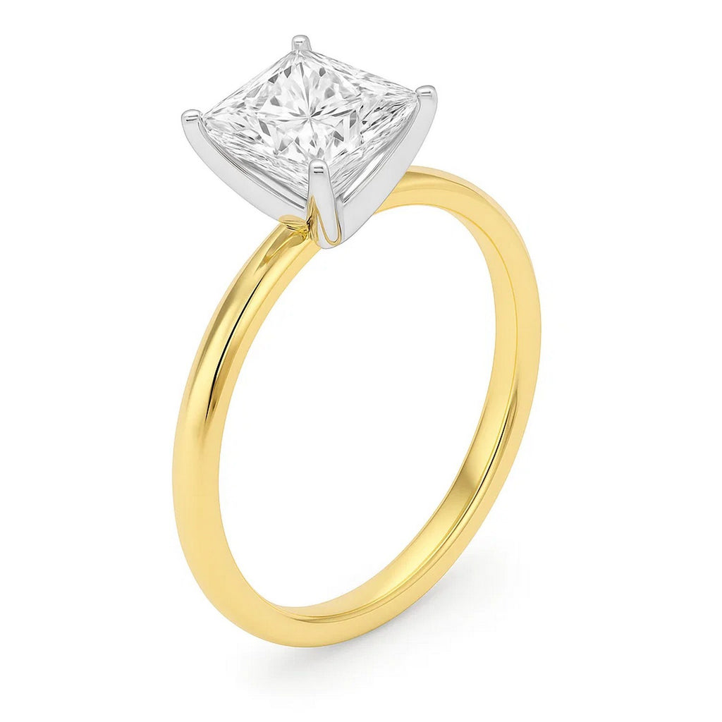 2ct Princess Lab Grown Diamond Ring, 14K Yellow Gold