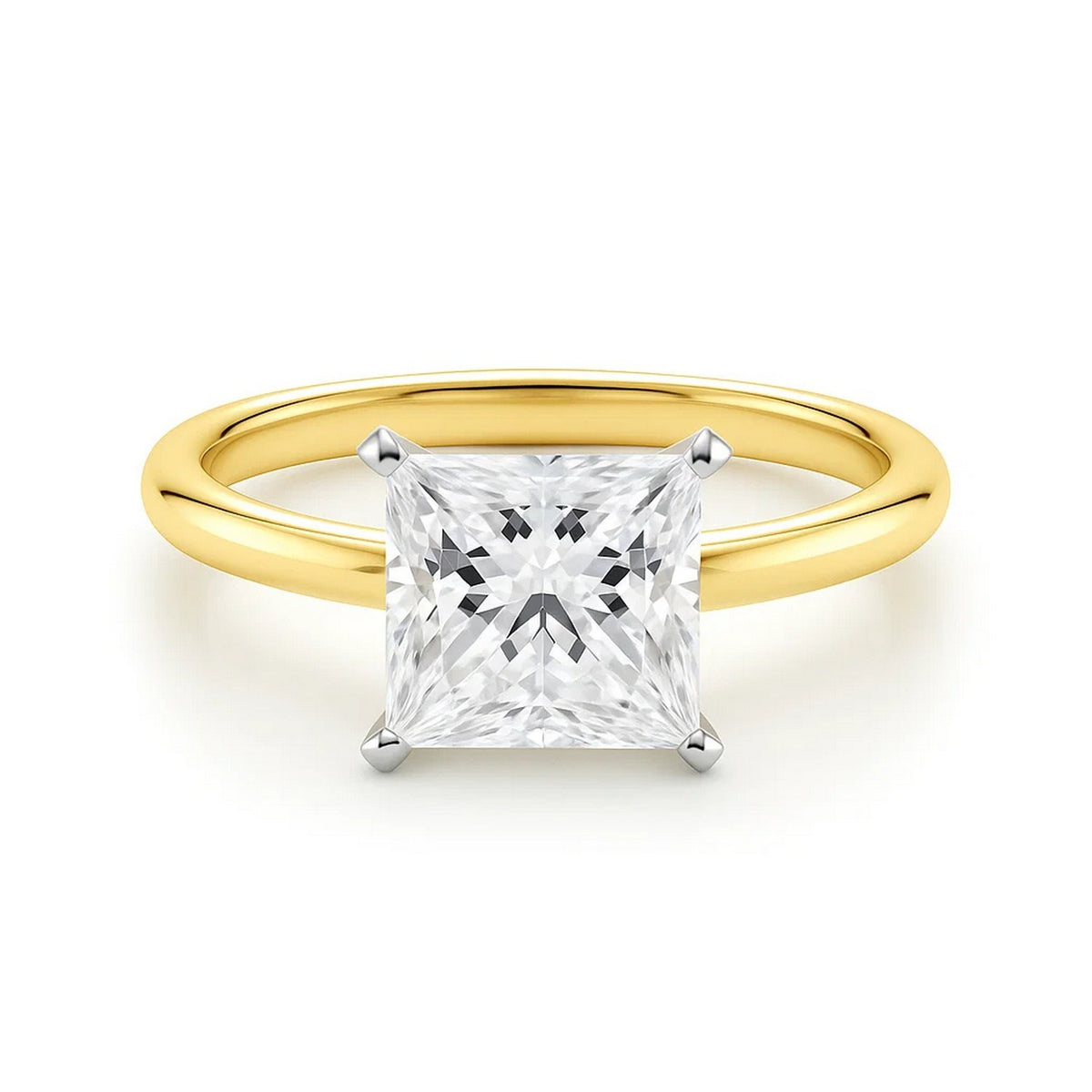 2ct Princess Lab Grown Diamond Ring, 14K Yellow Gold