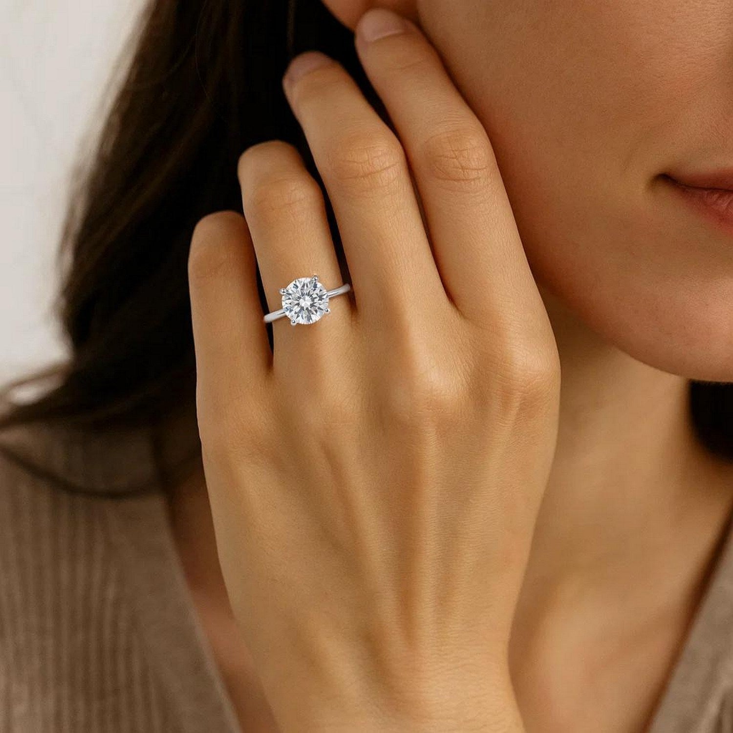 3ct Round Lab Grown Diamond Ring | 14K Gold | Canada