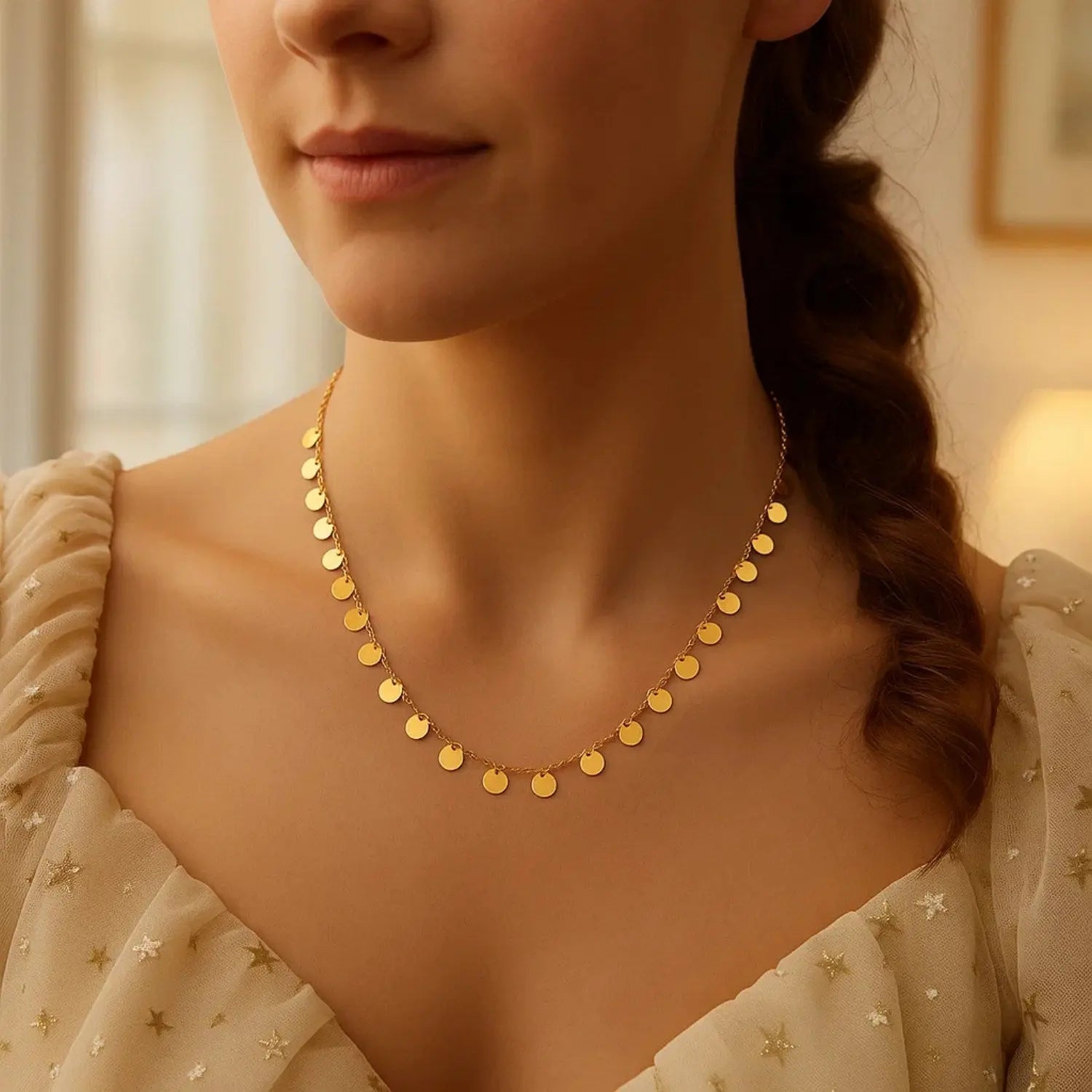 Polished Disc Necklace  Choker DEEVE