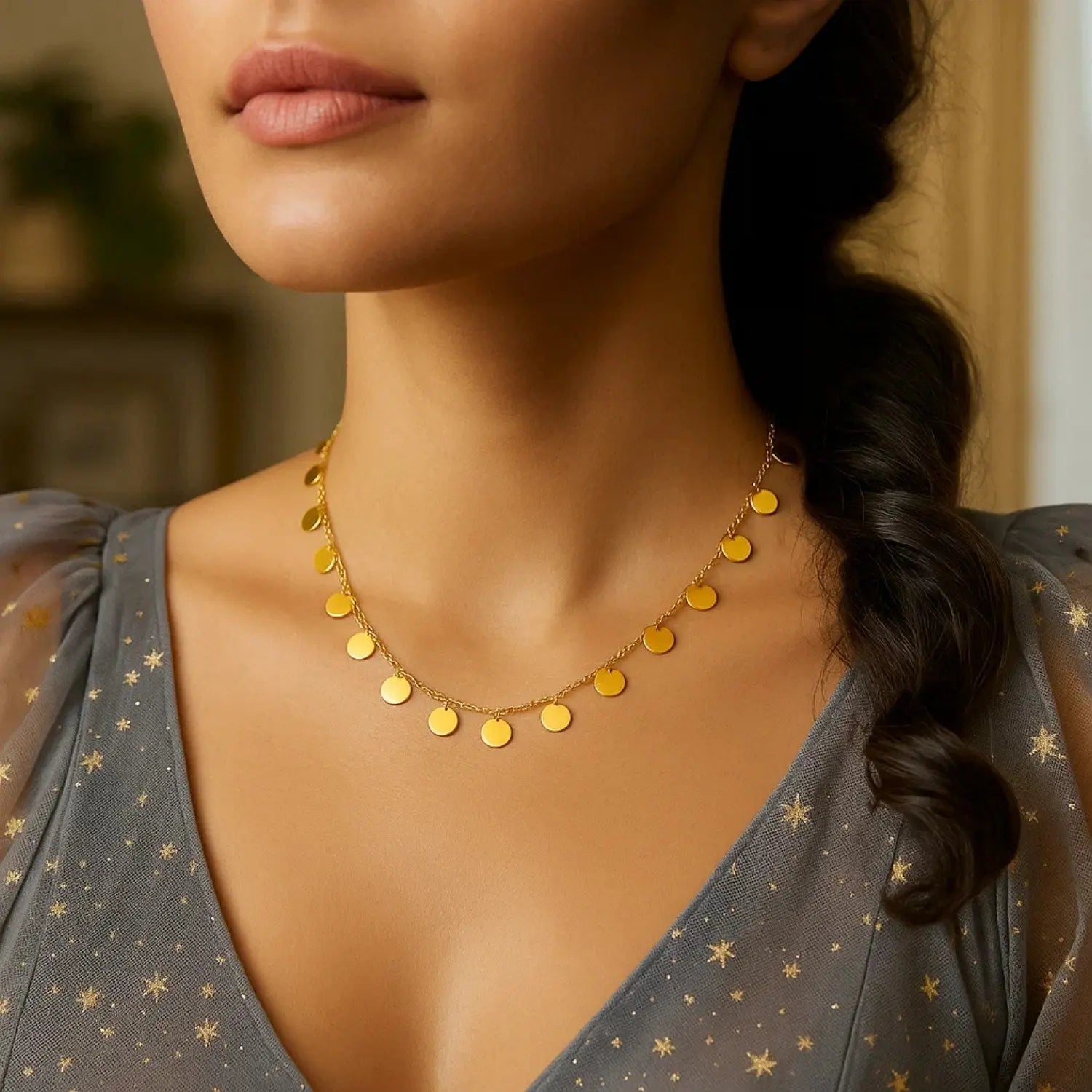 Polished Disc Necklace  Choker DEEVE