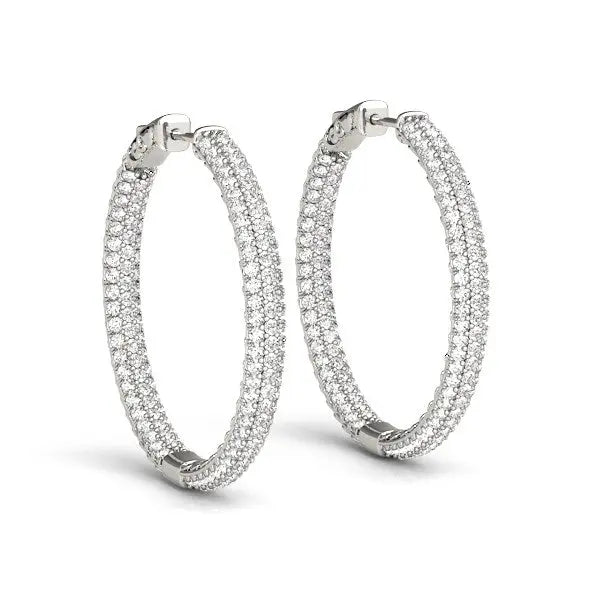 Pave Set Diamond Hoop Earrings | 14K Gold  Earrings DEEVE