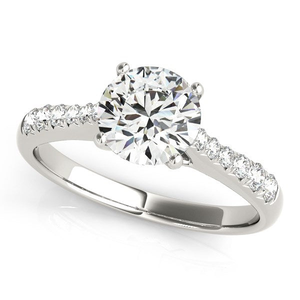 Round Cut Diamond Engagement Ring in 14K White Gold | Cathedral Setting | 1.63 cttw