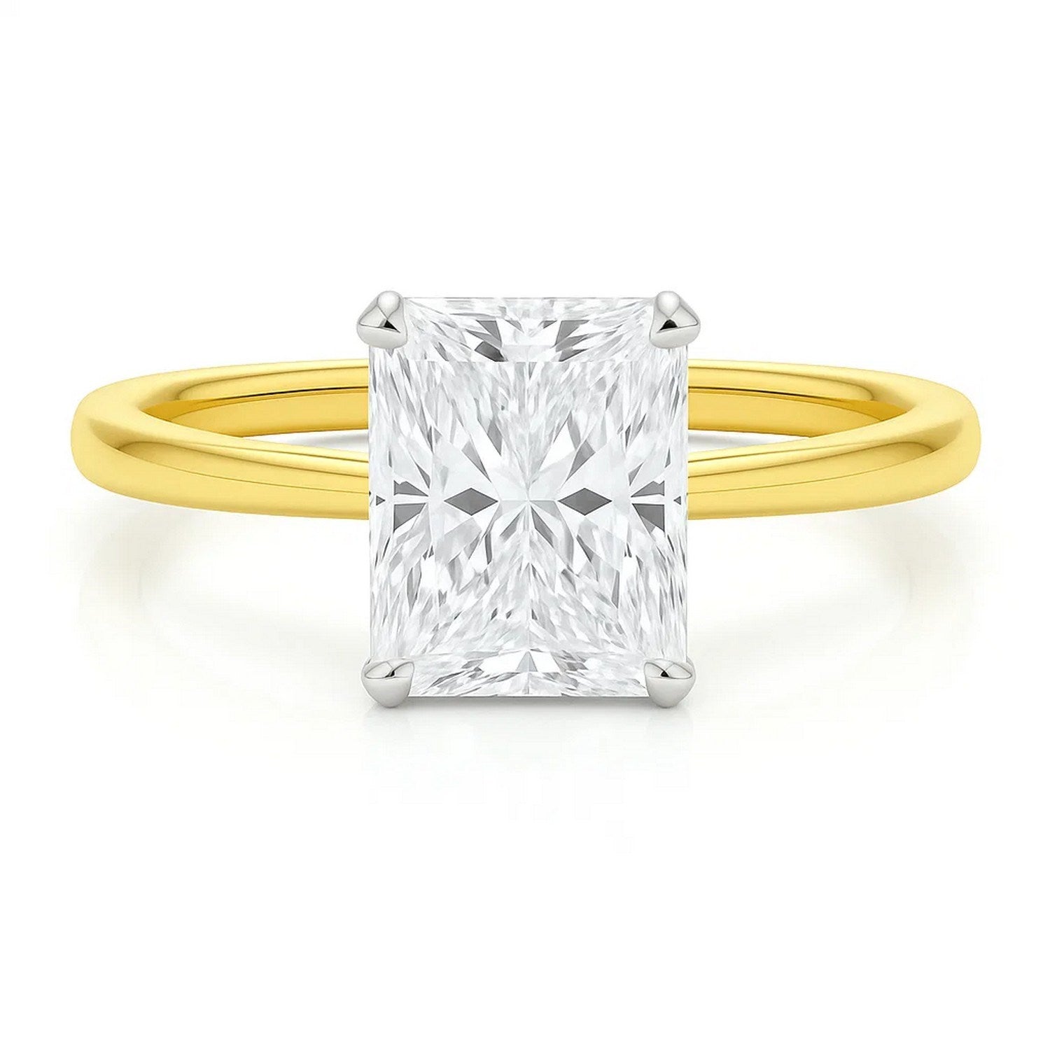 5 Carat Radiant Lab Grown Diamond Solitaire Ring in 14K Yellow Gold