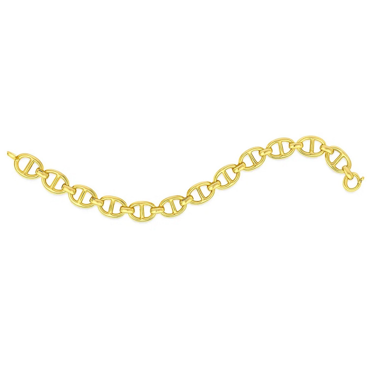 14K Gold Solid Mariner Link Bracelet
