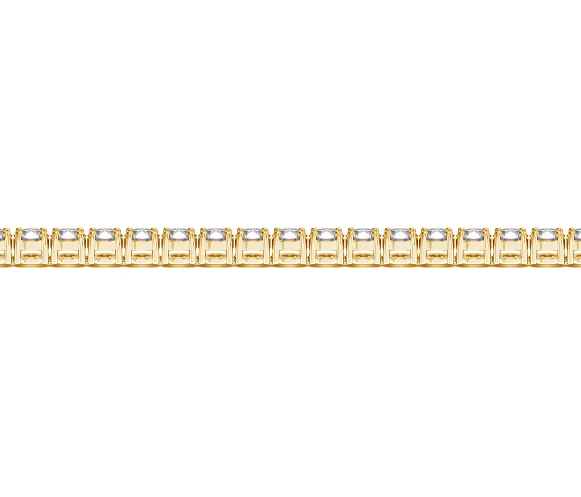 Wrist view of 7.00 ct lab-grown diamond tennis bracelet in 14K Solid Gold — DEEVE