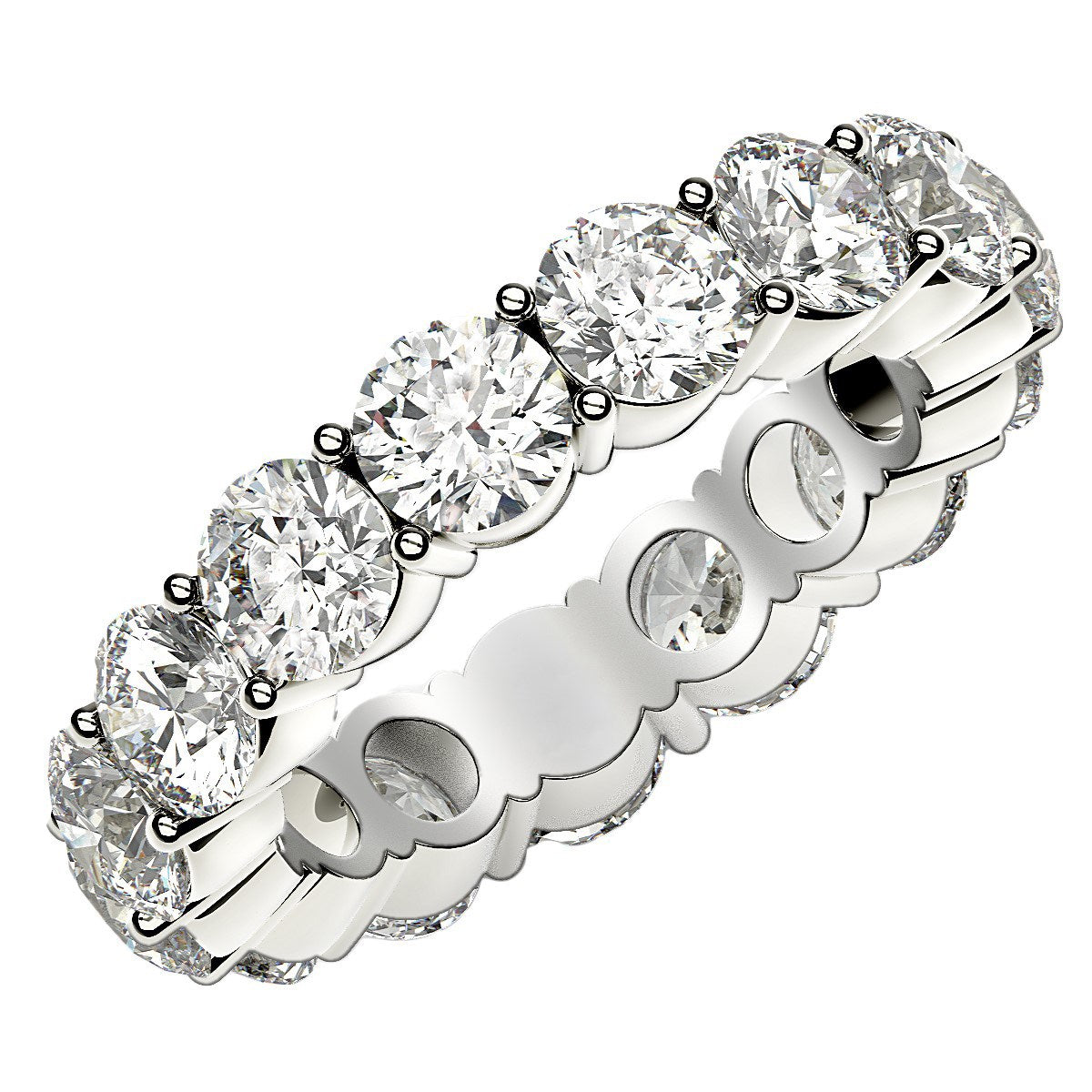 5.00ct Round Lab Grown Diamond Eternity Ring — Side Profile, Arch Prong, DEEVE
