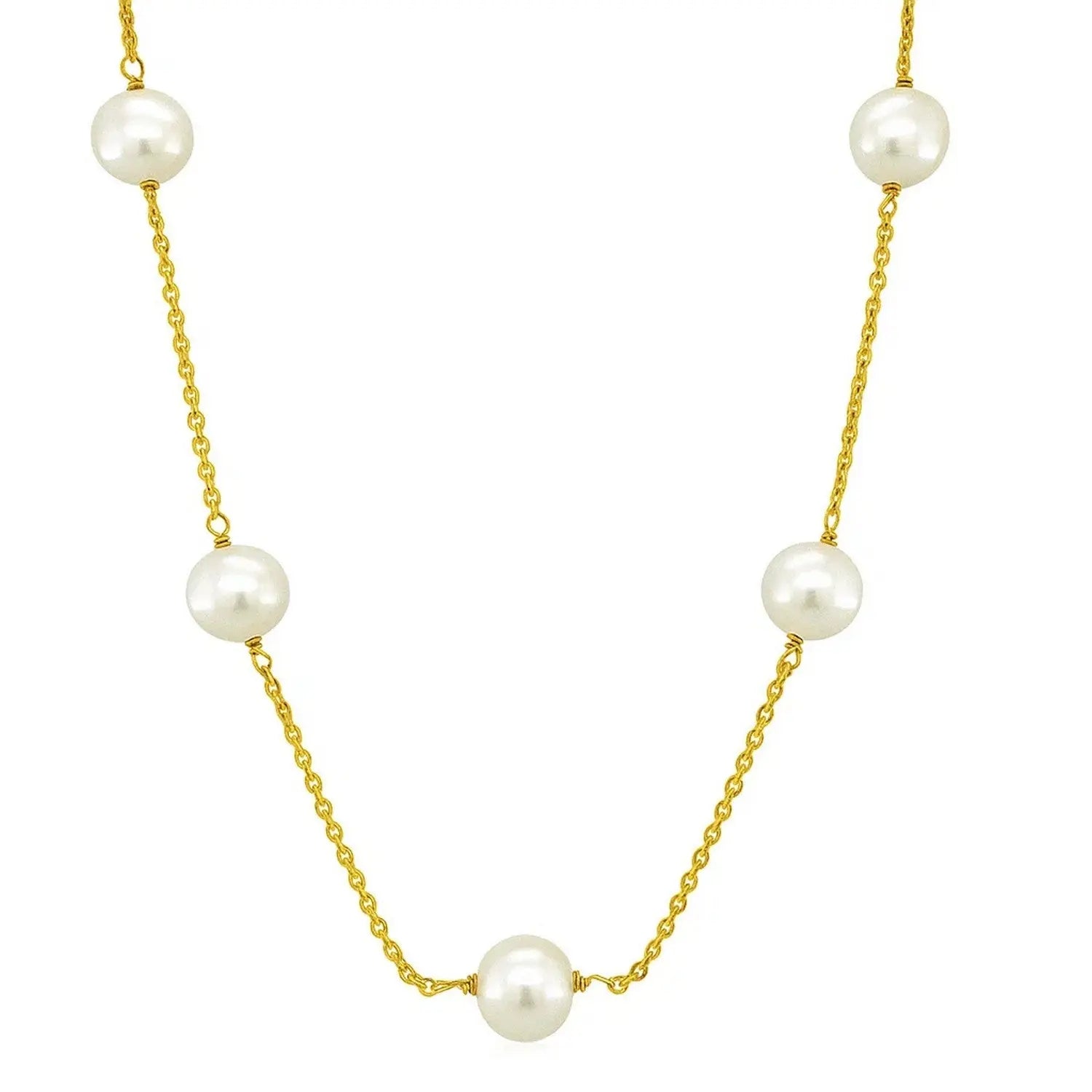 White Pearls Station Necklace  Choker DEEVE