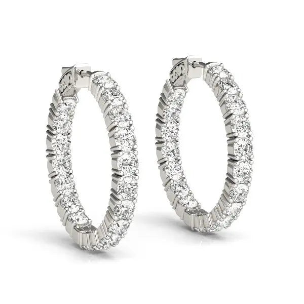 Prong Set Diamond Hoop Earrings | 14K Gold  Hoop Earrings DEEVE