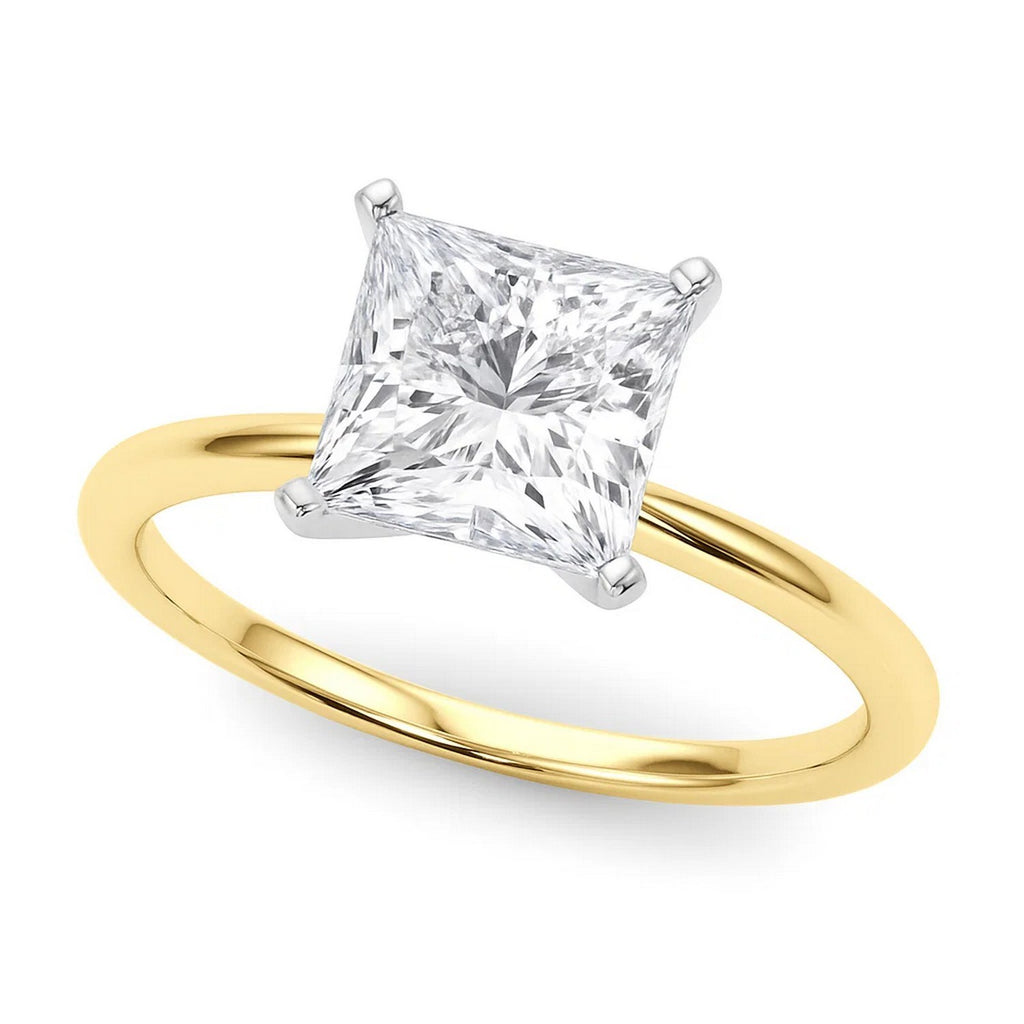 3ct Princess Lab Grown Diamond Ring, 14K Yellow Gold