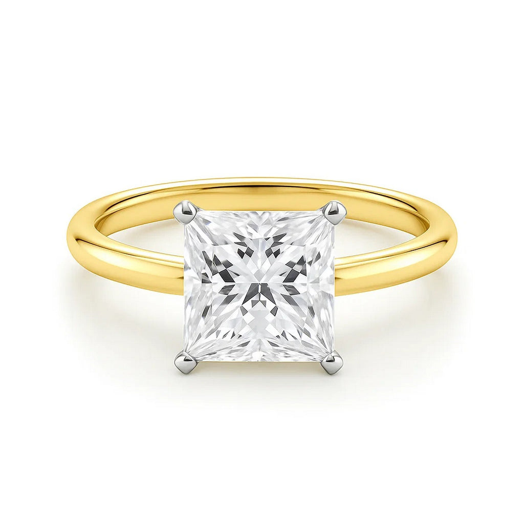 3ct Princess Lab Grown Diamond Ring, 14K Yellow Gold