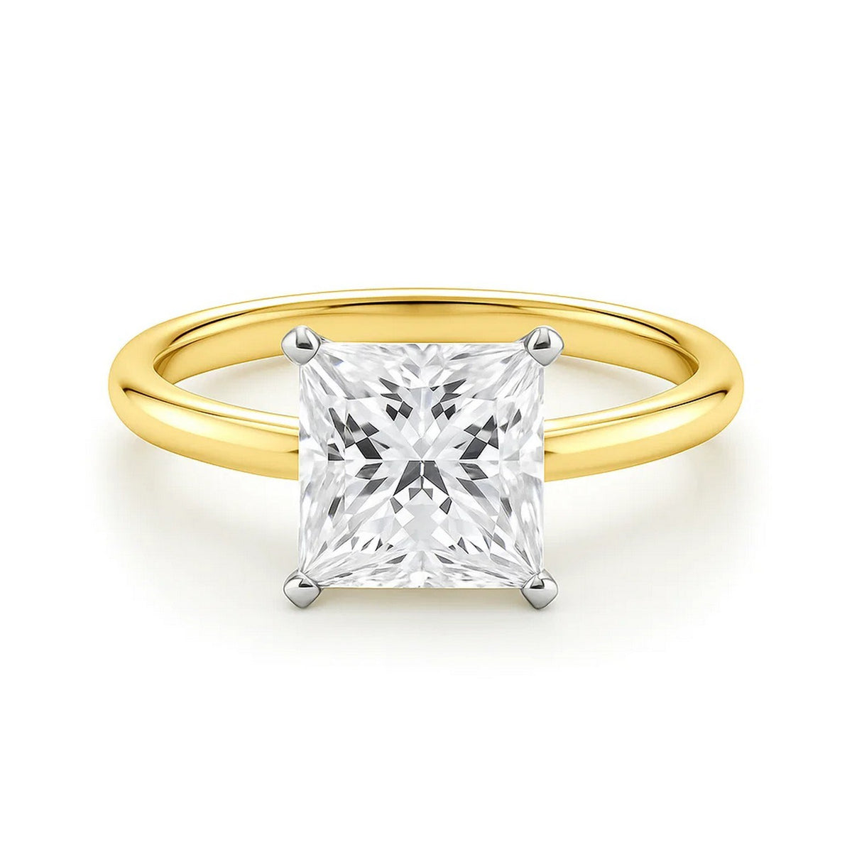 3ct Princess Lab Grown Diamond Ring, 14K Yellow Gold