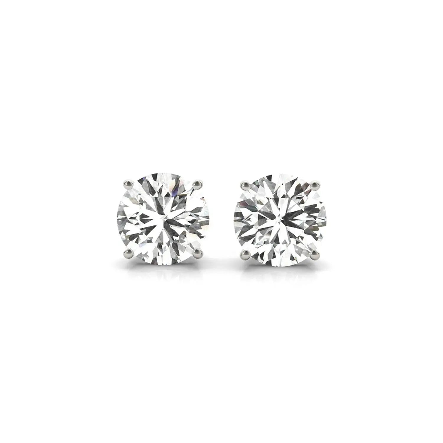 Side profile of 4.00 ct lab-grown diamond stud earrings, four-prong setting — DEEVE
