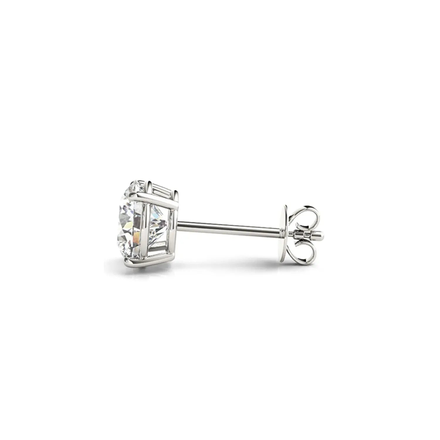 Close-up of 4.00 ct IGI certified round-cut lab-grown diamonds in 14K gold stud earrings — DEEVE