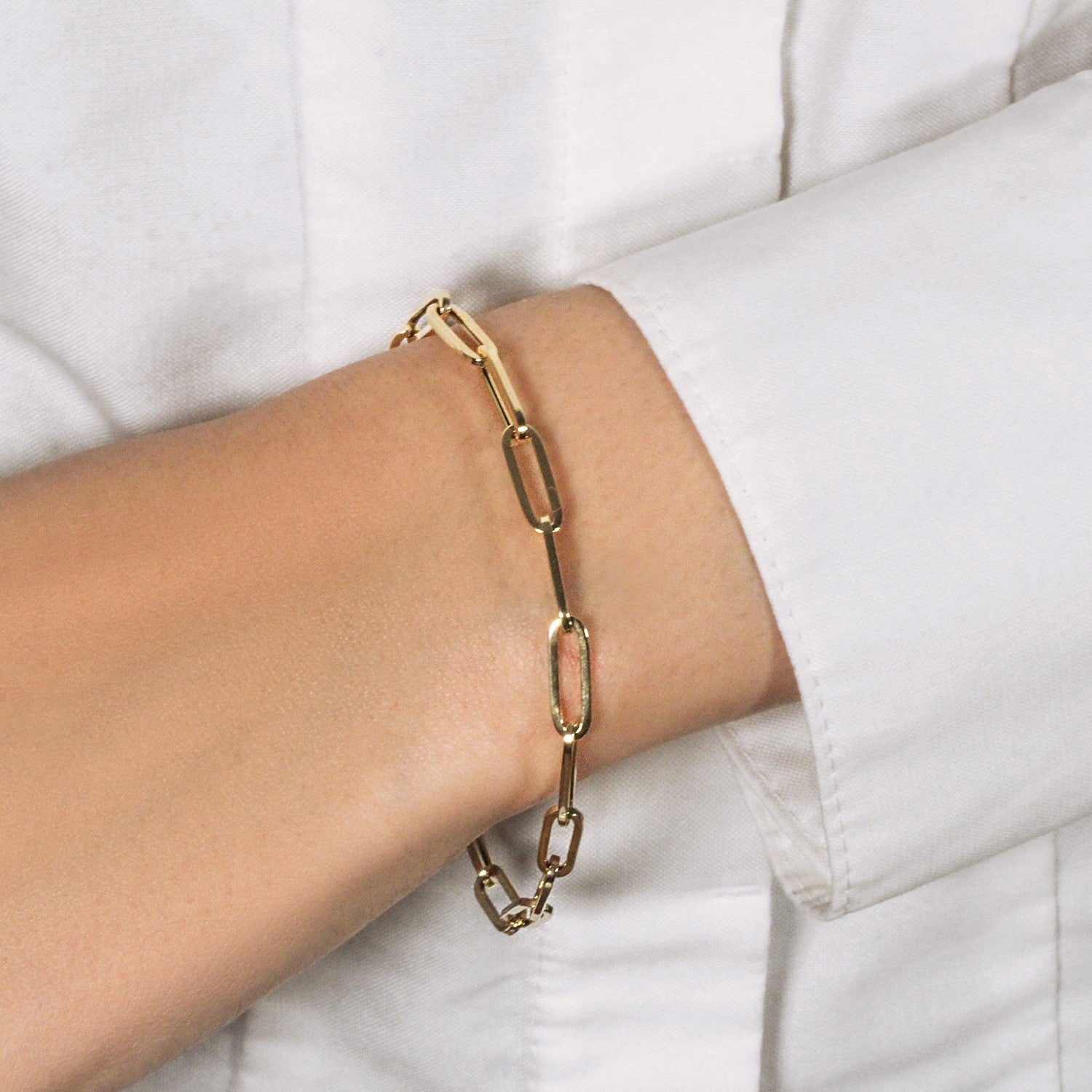 Paperclip Chain Bracelet in 14K Yellow Gold - 4.20mm