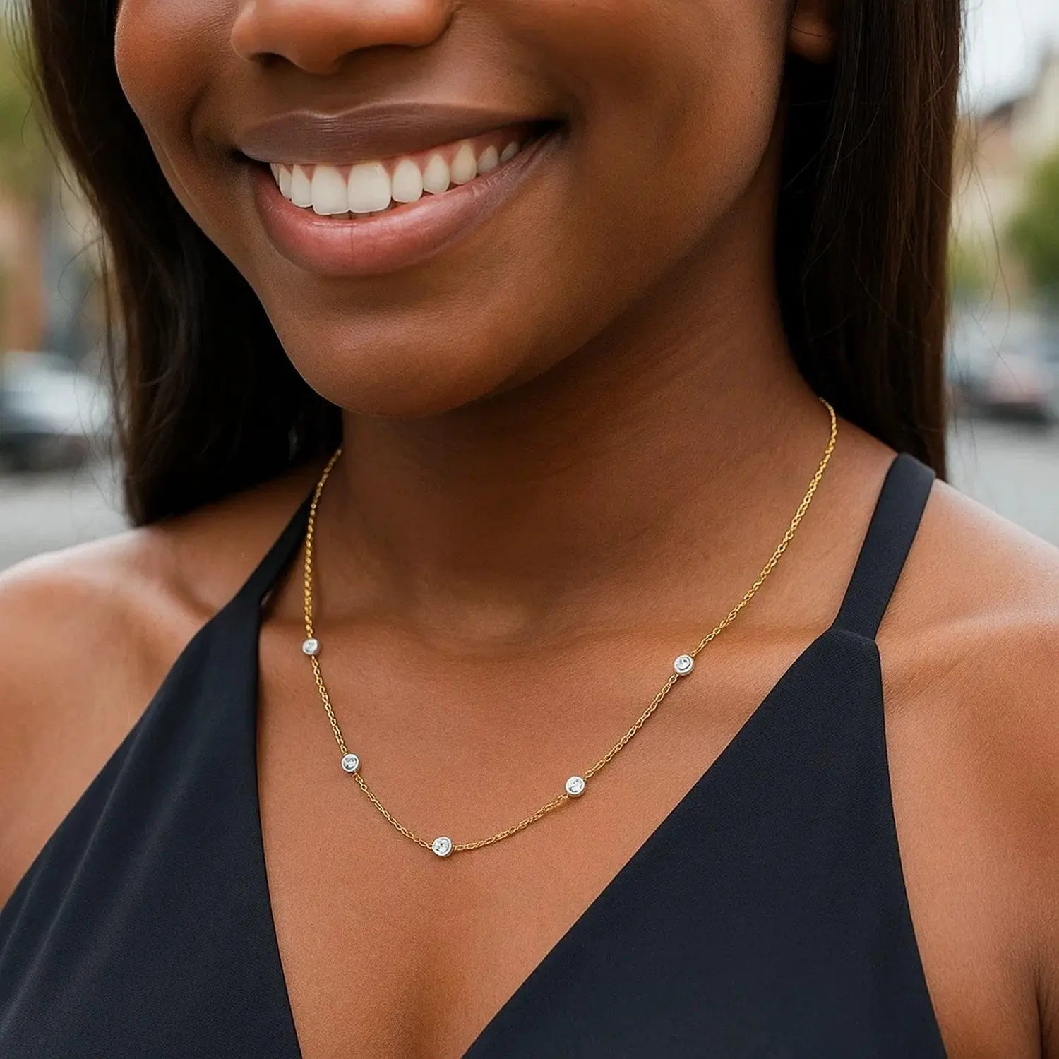 Diamonds Station Necklace | 18'  Choker DEEVE