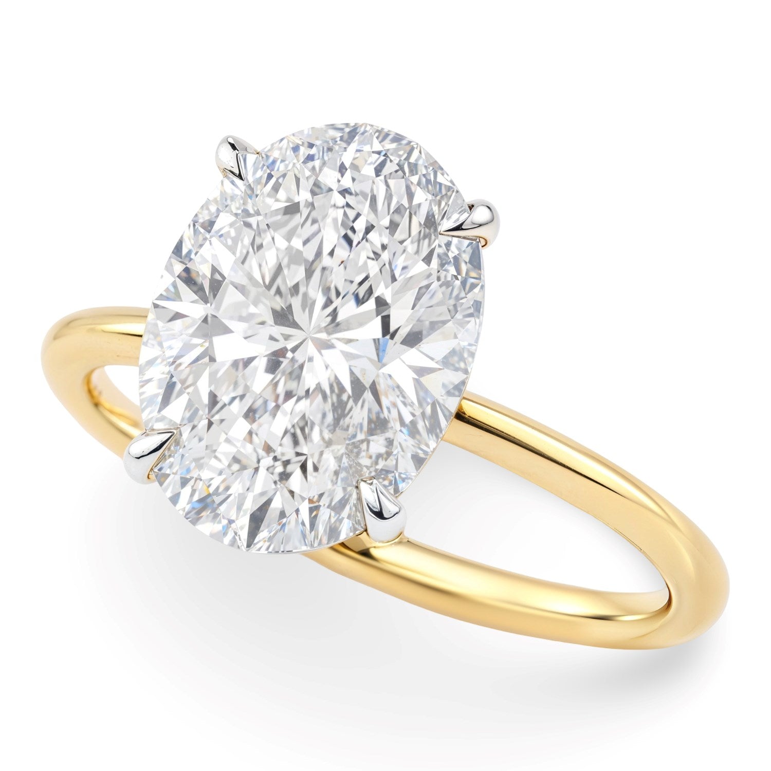 5 Carat Oval Lab Grown Diamond Solitaire Ring in 14K Yellow Gold