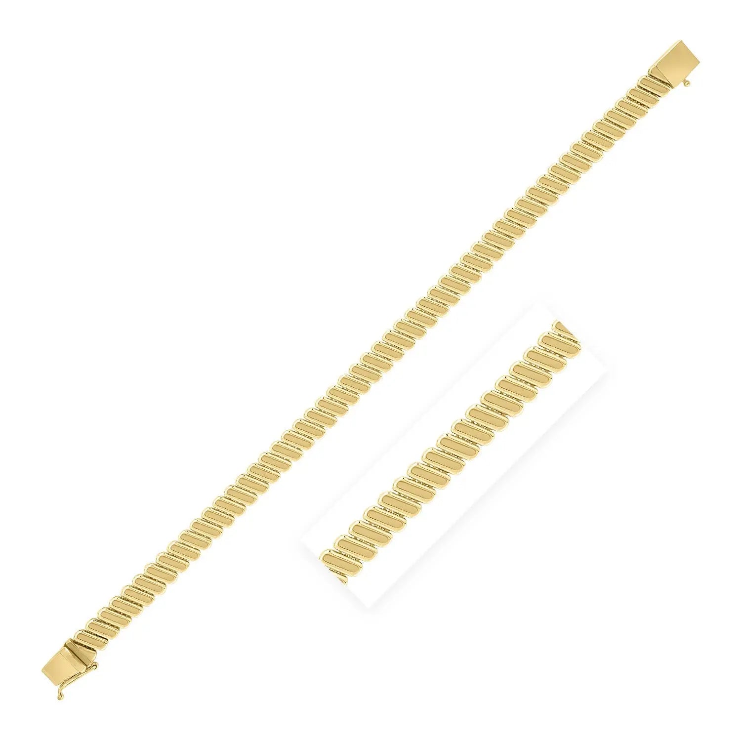 Rib Link Bracelet in 14K Yellow Gold  Link Bracelets DEEVE