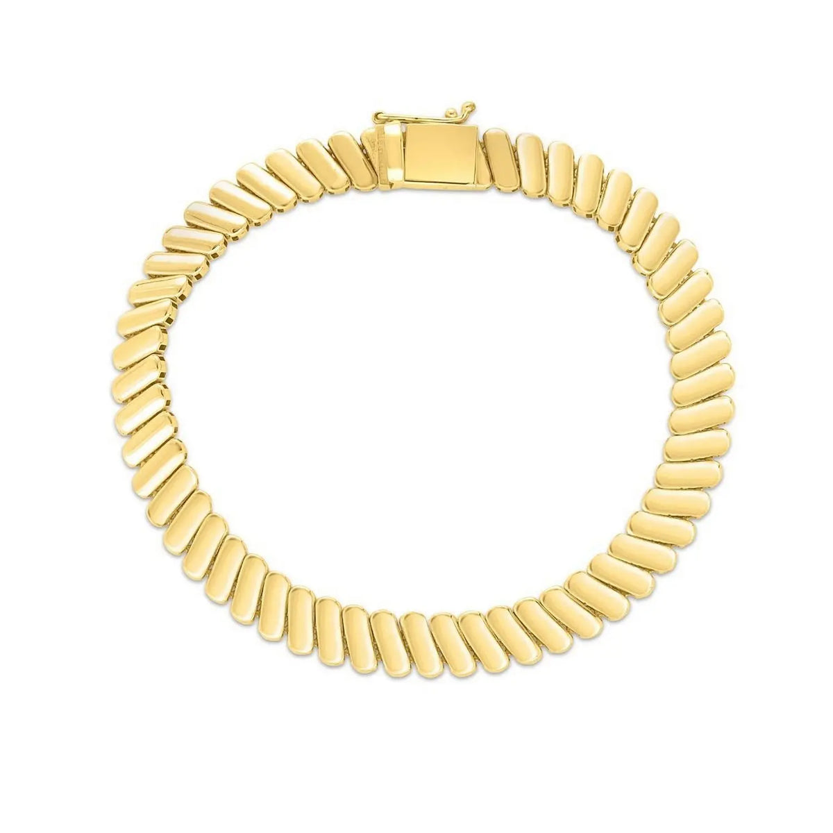 Rib Link Bracelet in 14K Yellow Gold  Link Bracelets DEEVE