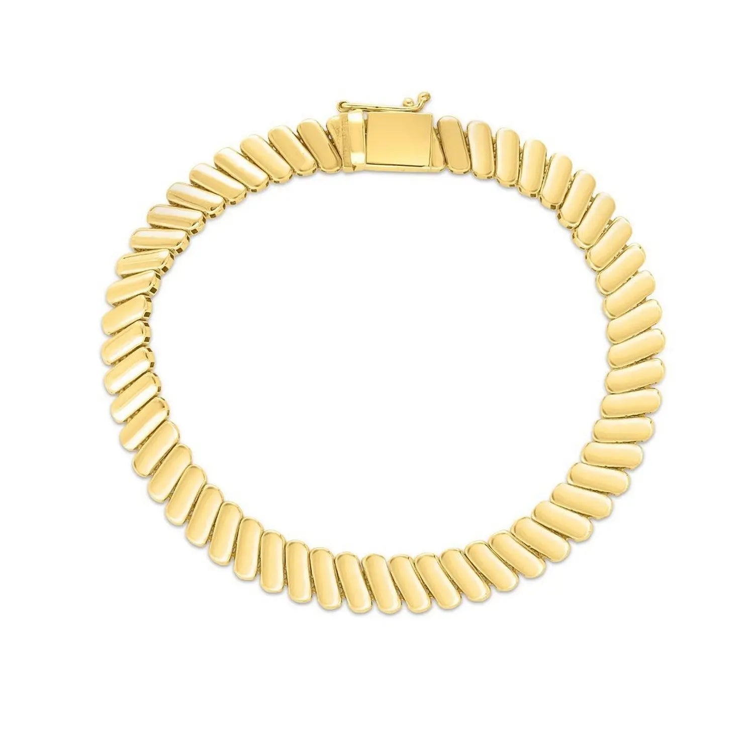 Rib Link Bracelet in 14K Yellow Gold  Link Bracelets DEEVE