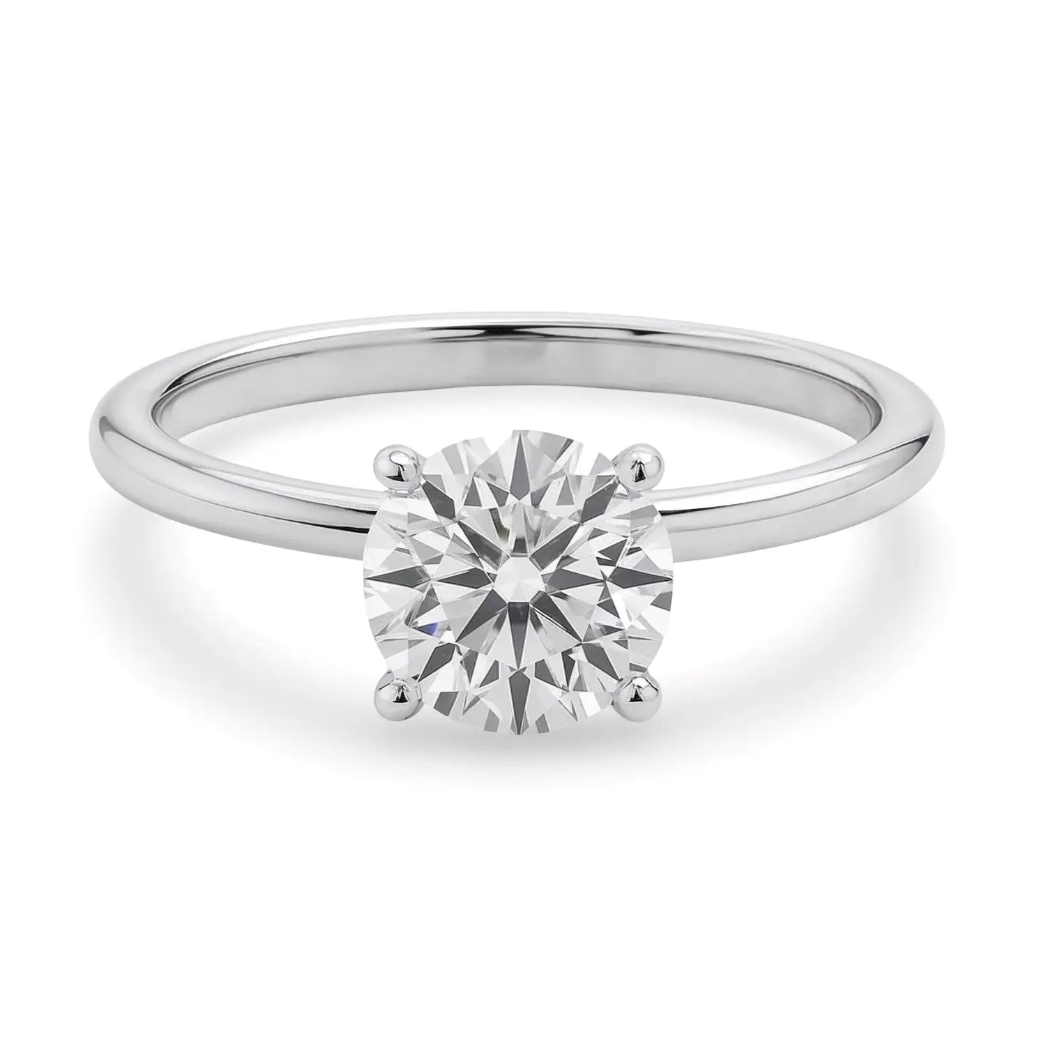 1.50ct Round Cut Lab Grown Diamond Ring in 14K White Gold | G-VS1  Rings DEEVE