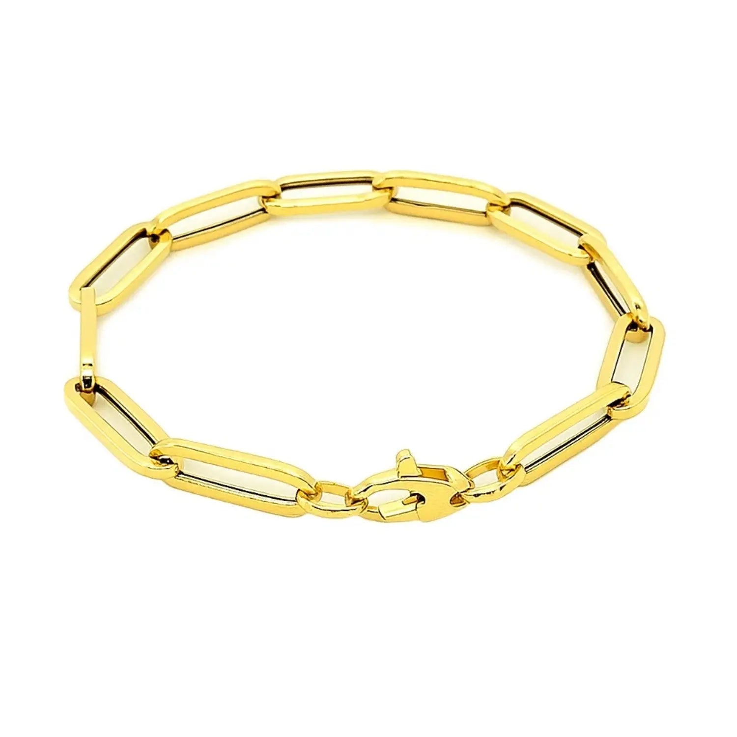14K Yellow Gold Wide Paperclip Chain Bracelet  Chain Bracelets DEEVE