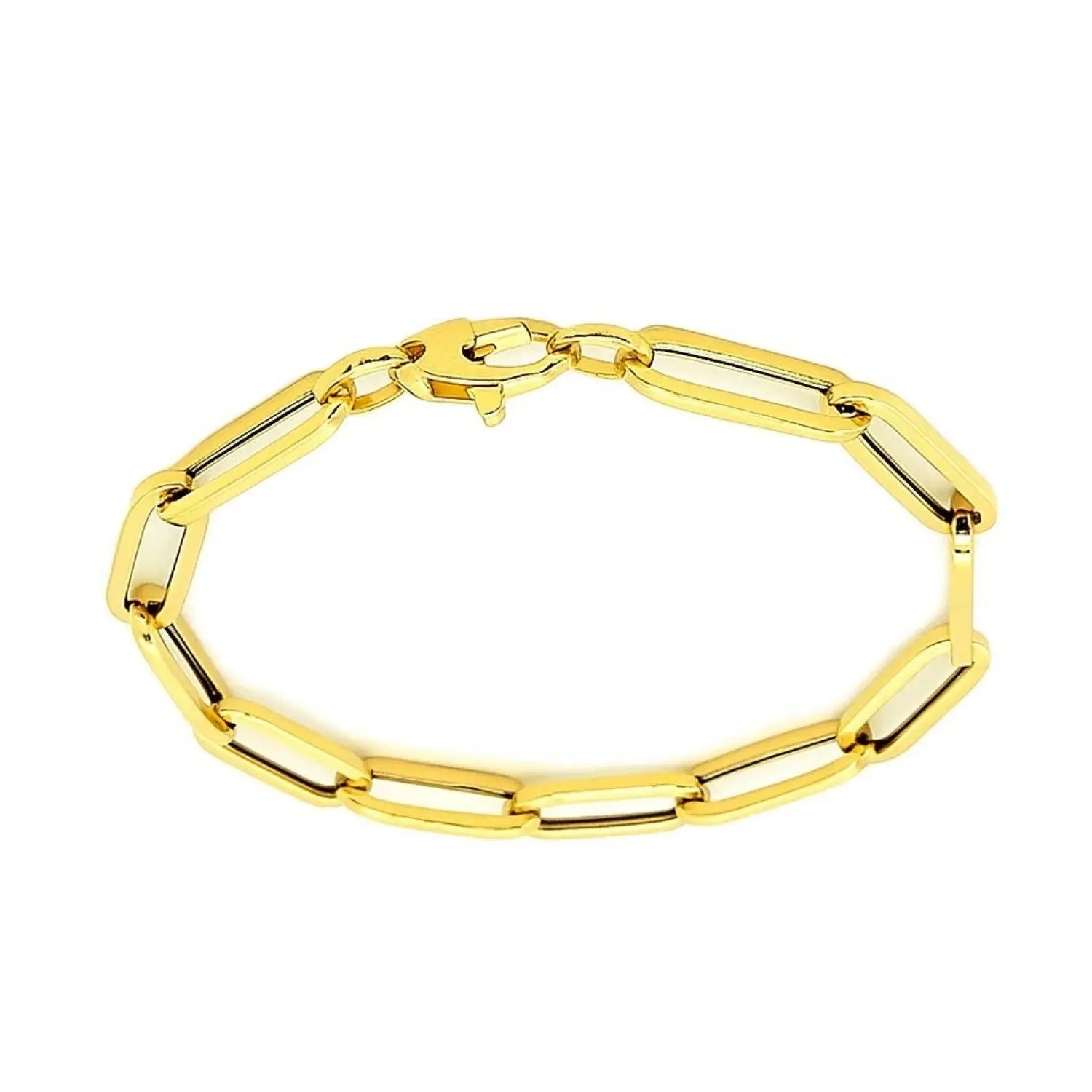 14K Yellow Gold Wide Paperclip Chain Bracelet  Chain Bracelets DEEVE