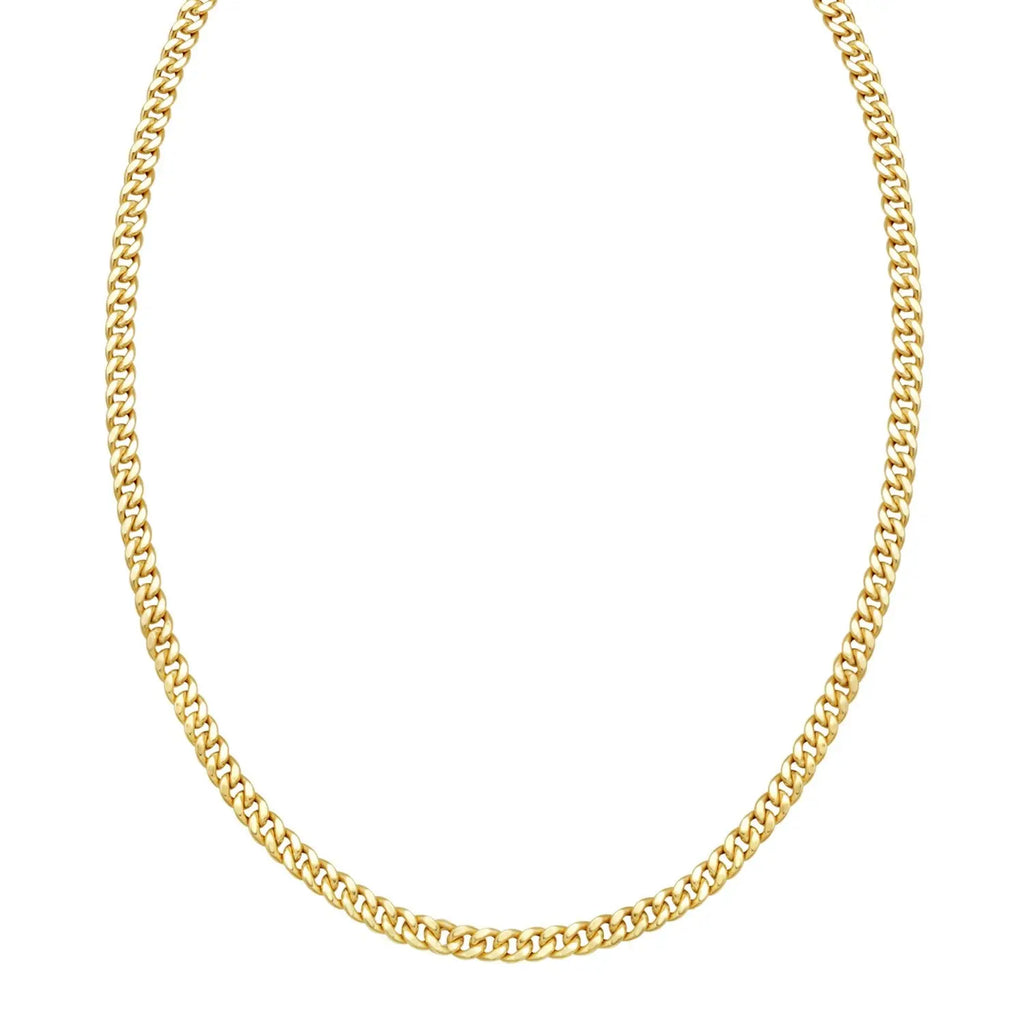 Petite Faceted Cuban Link Chain Necklace in 14K Yellow Gold  Chains DEEVE