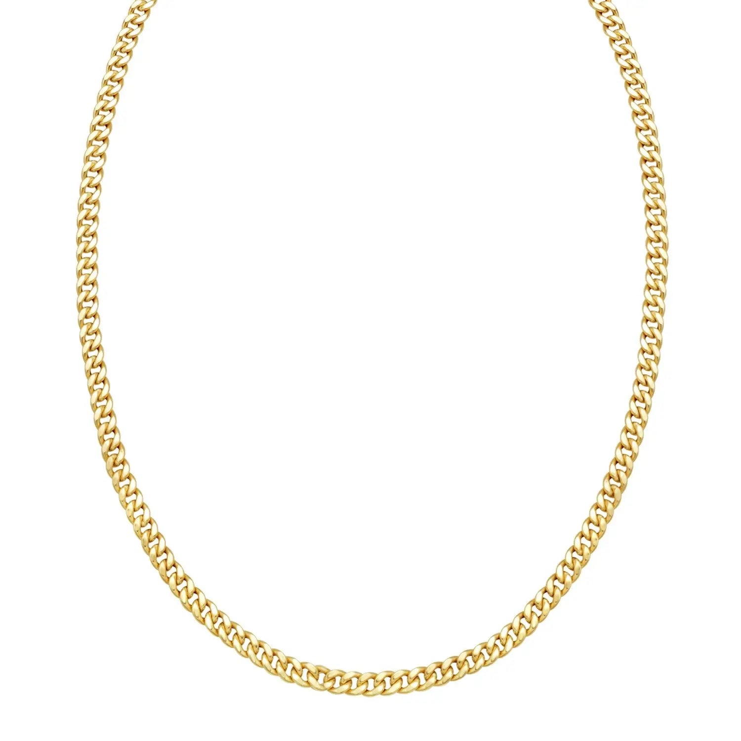 Petite Faceted Cuban Link Chain Necklace in 14K Yellow Gold  Chains DEEVE