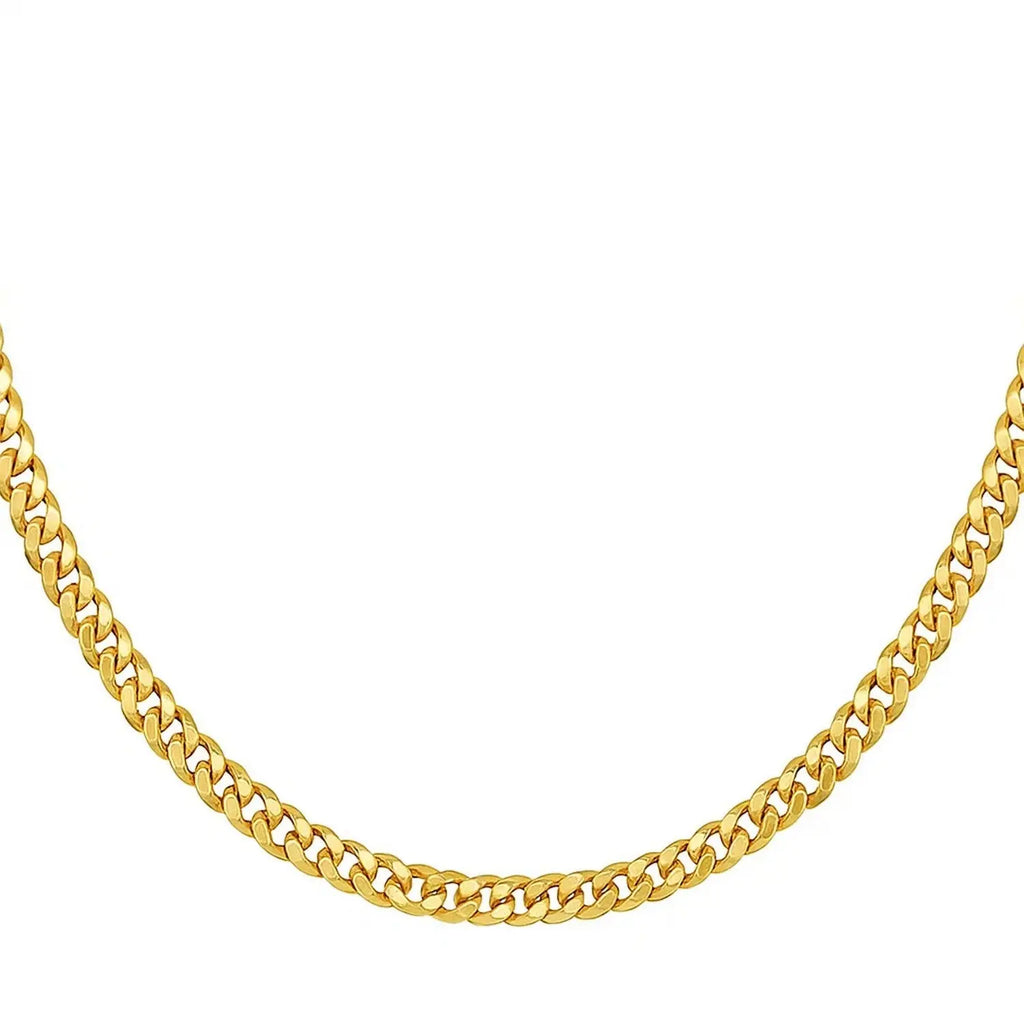 Petite Faceted Cuban Link Chain Necklace in 14K Yellow Gold  Chains DEEVE