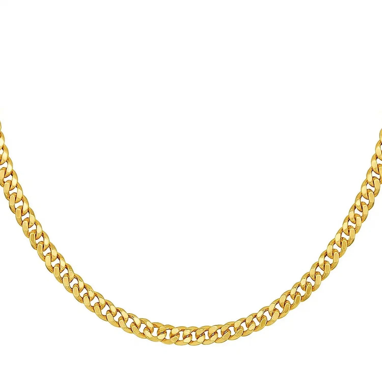 Petite Faceted Cuban Link Chain Necklace in 14K Yellow Gold  Chains DEEVE
