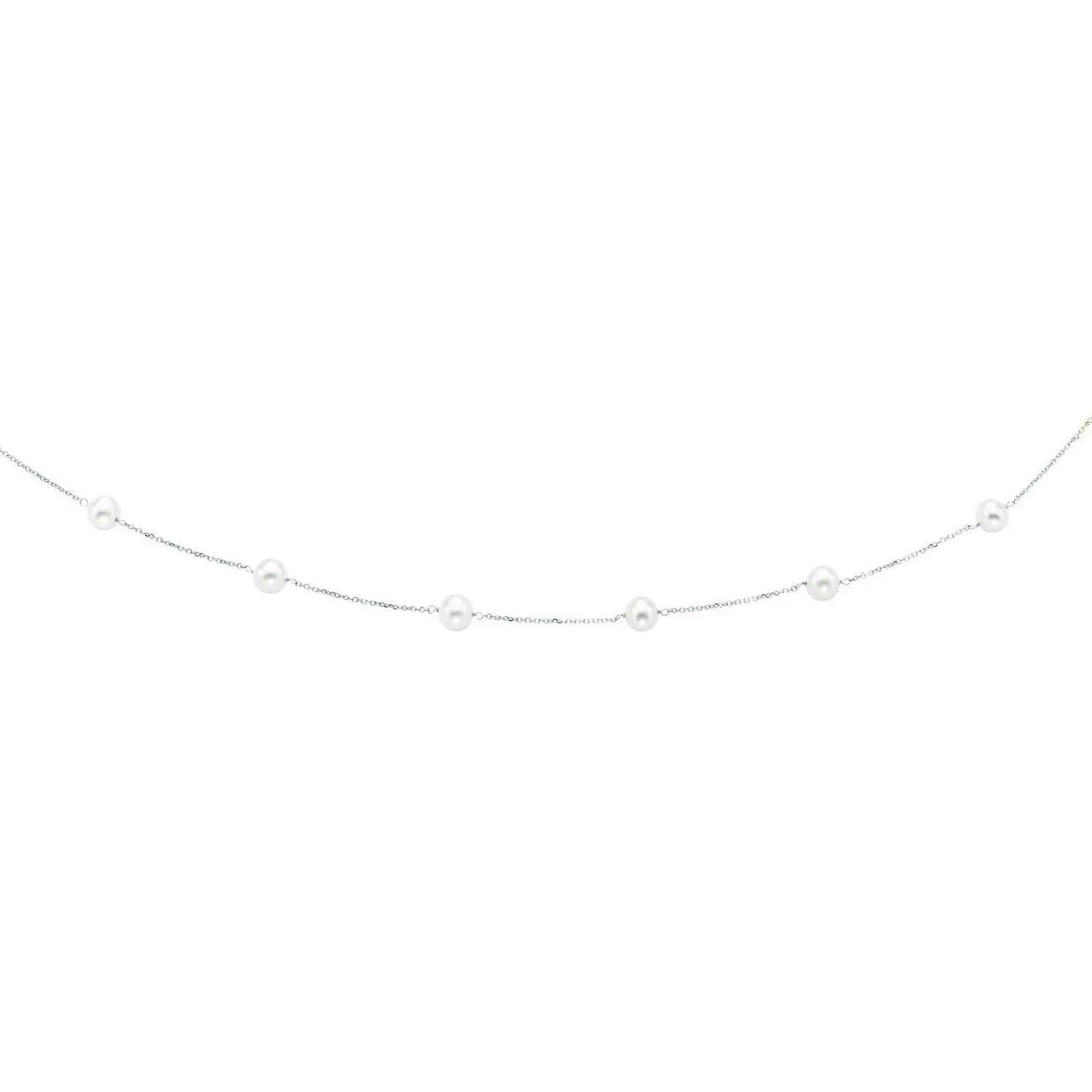White gold pearl station choker necklace DEEVE