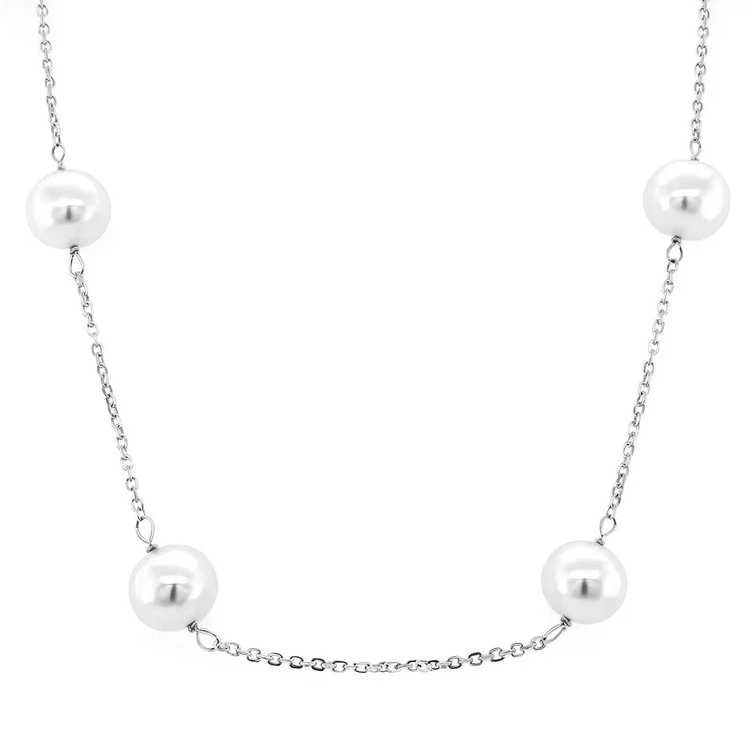 White gold pearl station choker necklace DEEVE