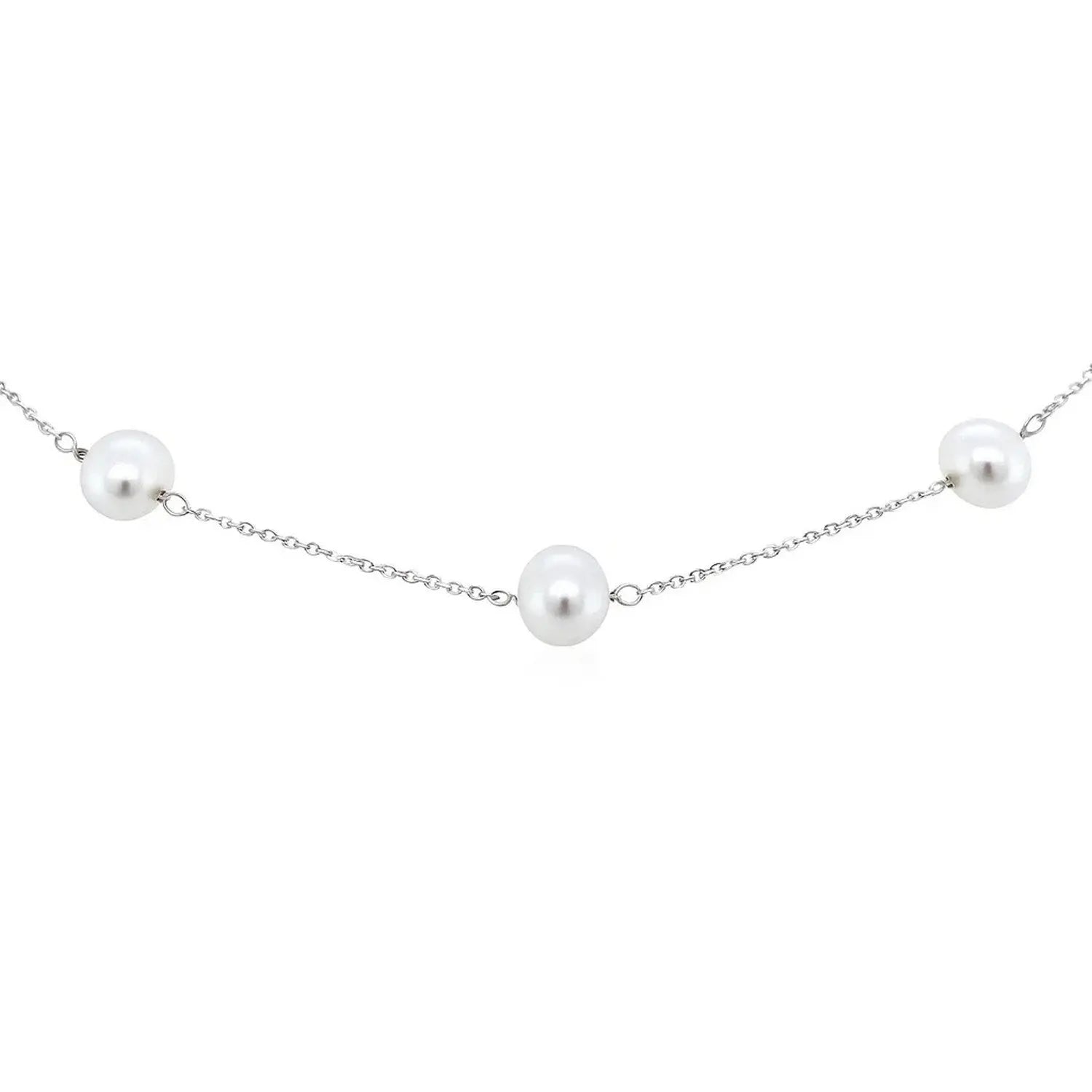 White gold pearl station choker necklace DEEVE