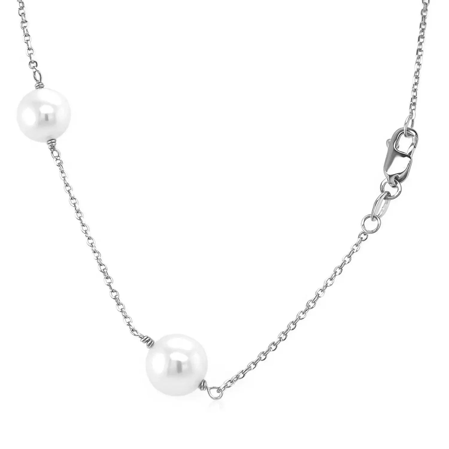 White gold pearl station choker necklace DEEVE