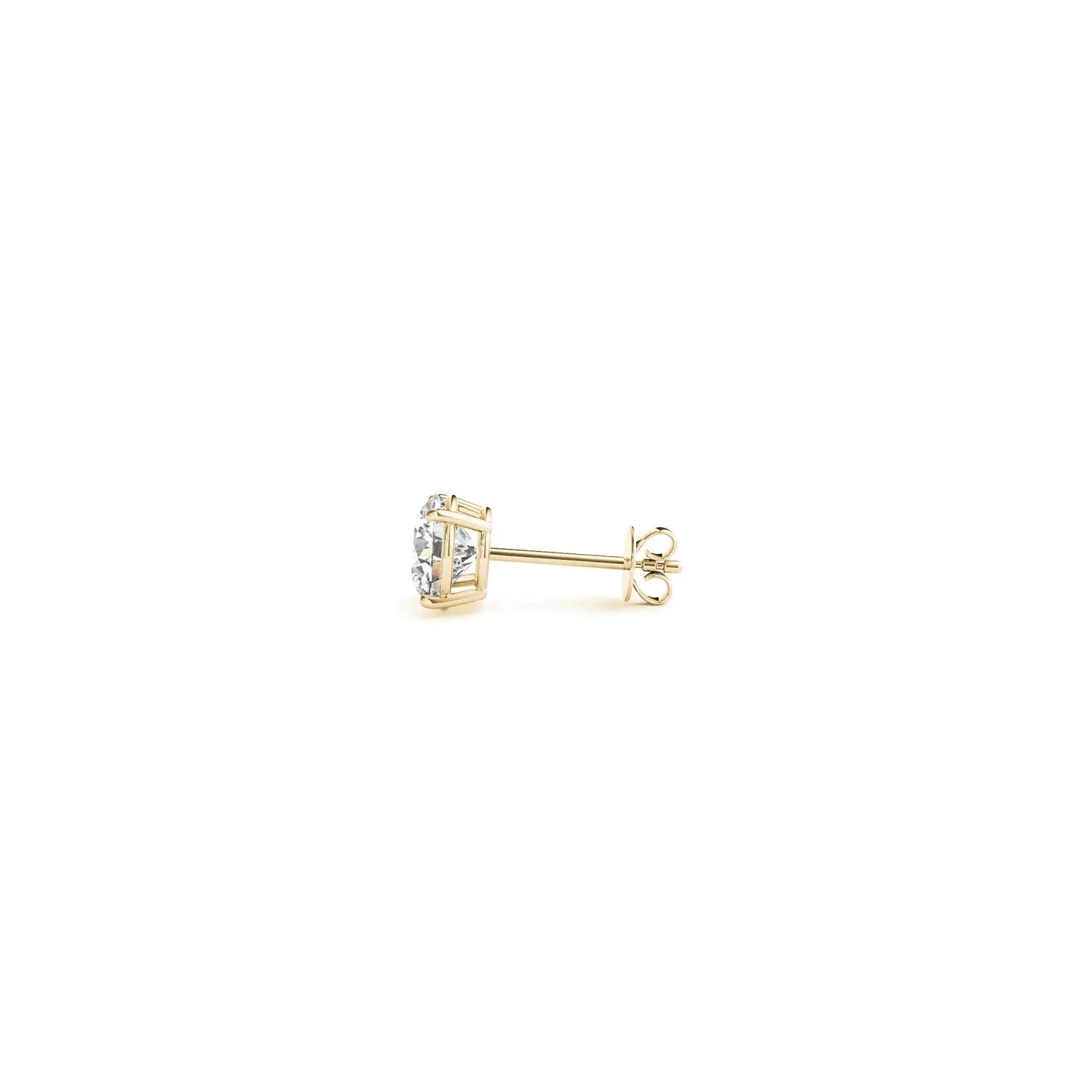 Close-up of 0.50 ct IGI certified round-cut lab-grown diamonds in 14K gold stud earrings — DEEVE