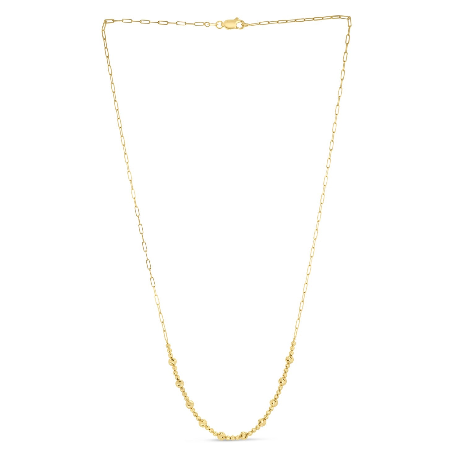 Bead Paperclip Chain Necklace in 14K Yellow Gold
