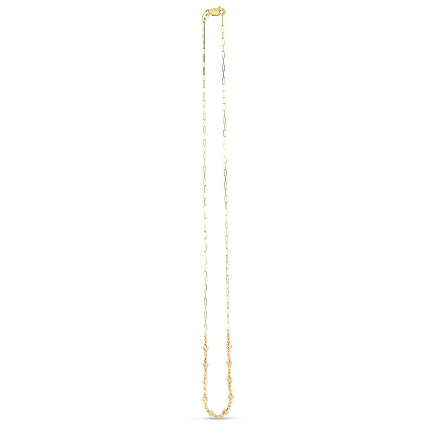 Bead Paperclip Chain Necklace in 14K Yellow Gold