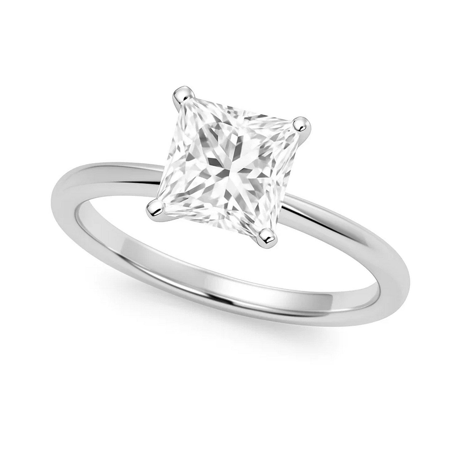 2 Carat Princess Lab Grown Diamond Solitaire Ring in 14K Yellow Gold