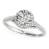 Round Diamond Engagement Ring | Halo Pavé Band in 14K White Gold | 1.33 cttw
