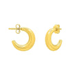 14K Gold Puffy C Hoop Huggie Earrings